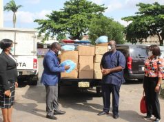 NFF donates face masks, hand gloves, PPE covers to Lagos state govt