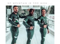 Record breaking Edo Pride team celebrates Male Bobsled team