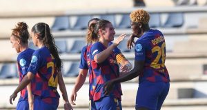 Oshoala bags brace in Barcelona Fermeni’s friendly victory against French side Montpellier