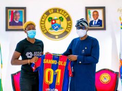 Sanwo-Olu Matches Oshoala’s Skills