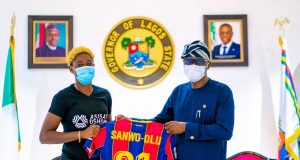 Sanwo-Olu Matches Oshoala’s Skills
