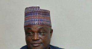 Hajia Segilola Alaya felicitates with the trio of Thuraya , Falode and Alloy Chukwuemeka