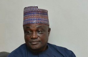 Hajia Segilola Alaya felicitates with the trio of Thuraya , Falode and Alloy Chukwuemeka