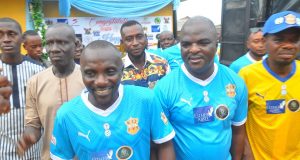 Buruj Sports Academy Celebrates 12years Anniversary With Jersey Customized With Rev. Esther Ajayi, Ooni Of Ile-Ife And Pk1st Agbaakin Logos