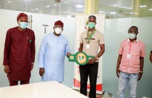 Ekiti State Governor, Dr. Kayode Fayemi Receives National Light Heavyweight Champion, Adewale Masebinu in bid Of World Title Support