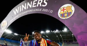 Super Falcons Captain AZ Celebrates Her 1st Champions League Title And 7th Title With FC Barcelona