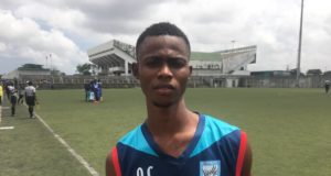 Depros FC’s Chigozie Okoro reacts after scoring first goal in the Fusion Football Championship