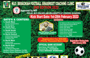 NLO/Berackiah Grassroot Football Coaching Clinic 2nd Edition Holds February 1
