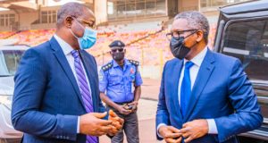 Dangote Visits Revamped Moshood Abiola Stadium Pitch, Lauds Sports Minister’s Commitment To Sports Development