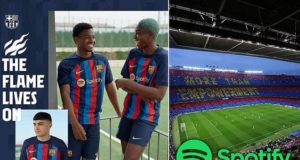 Barcelona Features Asisat Oshoala, Ansu Fati As Club Releases New Season Kit With Spotify In £235m Mouthwatering Deal