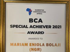 Historic Nigerian Badminton Gold Winner, Eniola Bolaji Receives Continental Award
