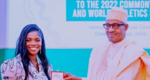 Tobi Amusan Bags National Honor In Abuja, As President Muhammadu Buhari Showers N200m Gift On Nigerian Athletes