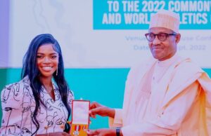 Tobi Amusan Bags National Honor In Abuja, As President Muhammadu Buhari Showers N200m Gift On Nigerian Athletes
