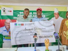 Otunba Isiaka Adetunji Adeleke Memorial Cup Logo Contest Winner Presented With Prize Cheque