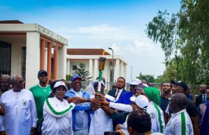NSF 2022 : Dare Arrives Asaba, Joins Okowa To Receive Torch Of Unity