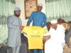 Oliola of Anegbette Clan received Beach Soccer Family in Anegbette Community of Edo State