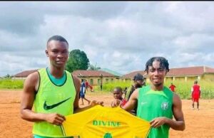 Divine Nwachukwu Making The Most Of The Holidays As He’s Pictured Gifting Jerseys To Grassroots Team Back In His Hometown