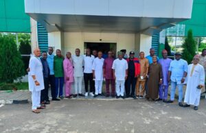 Nigeria Football Federation (NFF) President Alhaji Ibrahim Musa Gusau Salutes The Newly Elected EXCO Of Nigeria Premier League Club Owners Association