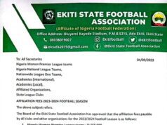 Ekiti State Football Association Announces Affiliation Fees for 2023/2024 Football Season