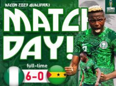 Just-In: Super Eagles Soar to a Resounding 6-0 Victory in AFCON Qualifiers Finale
