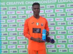 TCCLeague24: Dino SC’s Goalkeeper Nathan Godwin Shines In 1-1 Draw Against Sporting Lagos, Earns Man of the Match Accolade