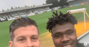 Buruj Football Club Noah Salaudeen Heartwarming Reunion With Coach Luke Gerrard At Borehamwood FC