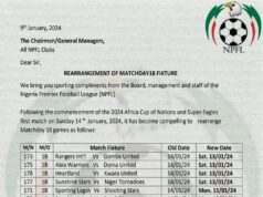NPFL Adjusts Matchday 18 Fixtures To Accommodate Nigeria’s AFCON Clash