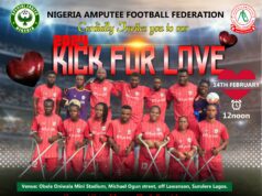 Nigeria Amputee Football Federation To Celebrate Valentine’s Day With Second Edition Of Kick For Love