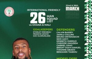 NFF Announces Super Eagles’ International Friendlies Against Ghana, Mali in Morocco