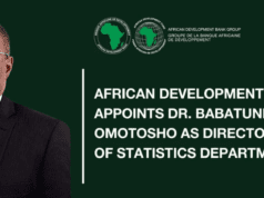 African Development Bank Appoints Dr Babatunde Samson Omotosho As Director Of Statistics Department