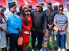 Mobolaji Johnson Sports Arena , Onikan, Agog As Fola David Breaks Guinness World Record In Individual Longest Visual Drawing