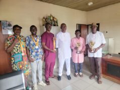 Rivers State Teqball Officials Present Trophies, Medals To State Sports Director