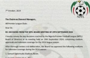 NPFL Update: League Organizers Approves 11 Stadiums for Live TV Broadcasts in New Season