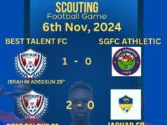 Scouting Football Game: Best Talent FC Record 3 Straight Wins , Clean Sheets And 7 Unreplied Goals At Ikenne Remo Stadium