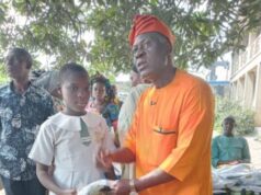 Former Super Eagles Player Paul Okoku Gifts Brand New Uniforms, Writing Materials To St Paul’s Primary School pupils
