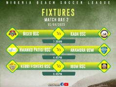 Nigeria Beach Soccer League on Day 2: Kada, Kebbi, Anambra BSC Continue Fine Run