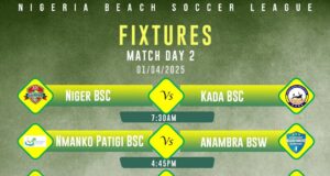 Nigeria Beach Soccer League on Day 2: Kada, Kebbi, Anambra BSC Continue Fine Run
