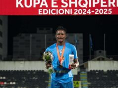 Nigeria’s Rising Star Itodo Mandela Brace Powers FC Dinamo Tirana to Albanian Cup Glory