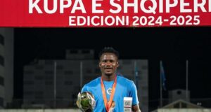 Nigeria’s Rising Star Itodo Mandela Brace Powers FC Dinamo Tirana to Albanian Cup Glory