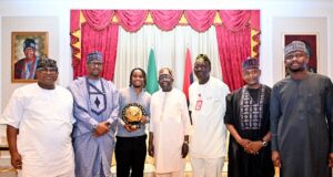President Tinubu, Oba of Lagos, and Governor Sanwo-Olu Receive CAF Best Player Ademola Lookman, Presented By SSA Adeboye
