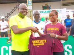 Governor Diri Honoured By U.S based Athlete Victory Godah for sports Development Strides