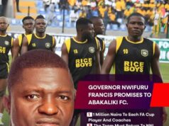 President Federation Cup Fallout: Governor Nwifuru Showers Abakaliki FC, Supporters, with Millions