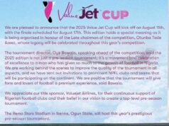 Value Jet Cup 2025 Pre-season Tournament set to honour Otunba Tade Azeez