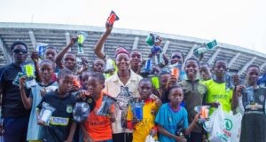 Super Falcons’ Midfielder Deborah Abiodun Makes Surprise Donations To Kids At Lagos National Stadium