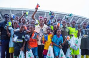 Super Falcons’ Midfielder Deborah Abiodun Makes Surprise Donations To Kids At Lagos National Stadium