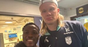 Nigeria’s Seun Akanji Meets Manchester City Star Erling Haaland in Norway