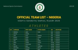 Team Nigeria Set For Islamic Solidarity Games In Riyadh As National Sports Commission Unveils Final Squad