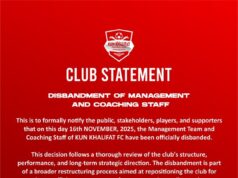 Kun Khalifat FC Swing Axe After Poor Start, Disband Entire Technical and Management Team