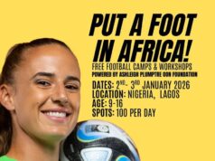 Ashleigh Plumptre Unveils January 2026 Grassroots Football Camp in Lagos