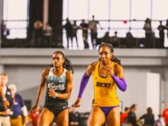 Kelly Ufodiama Dominates 60m and 200m Prelims at American Conference Indoor Championships